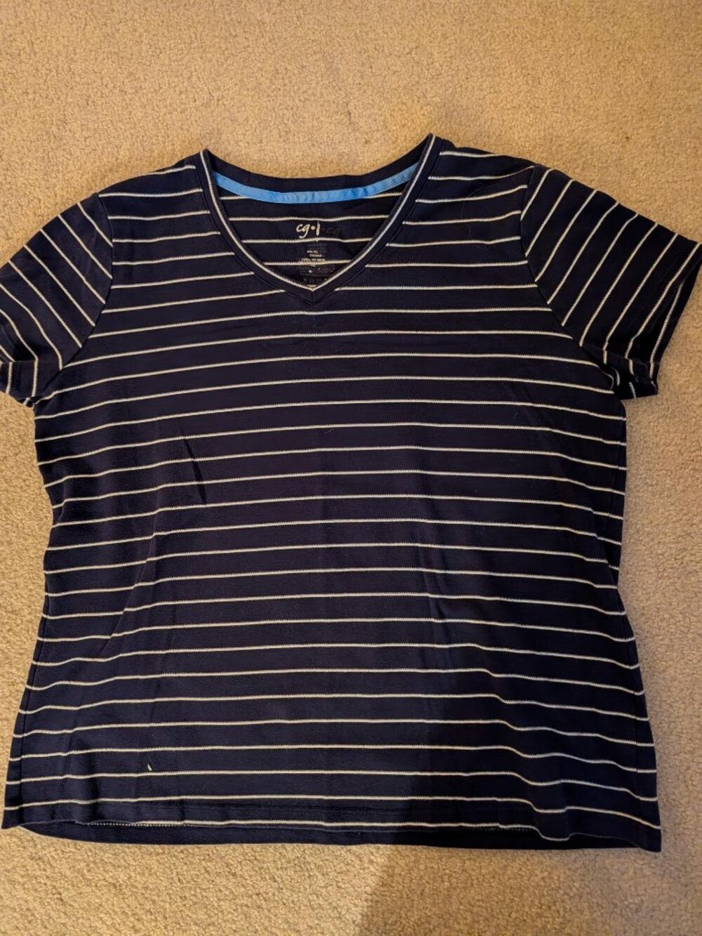 CG.L Navy Blue with White Pin Stripe Shirt, Size L